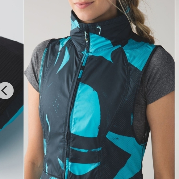 Lululemon Pack-It Vest In Back Spin Stroke Peacock Blue Black - Picture 3 of 12